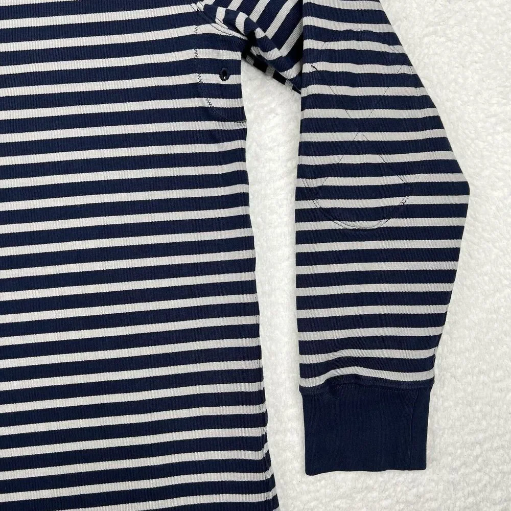 Vintage J Crew‎ Sweater Mens Large Blue Striped 1/4 Zip 80s Heavy Knit Pullover